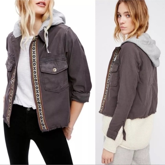 Free People Weekend Wanderer Gray Hooded Jacket Size Small - Picture 1 of 7